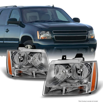 Akkon For Chevy Avalanche Suburban Tahoe Clear Headlights Head Lamps Left Right Replacement Pair Set