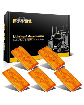 Partsam Truck Cab Light 6Led Amber Top Roof Running Cab Marker Light 5Pcs Waterproof Compatible With Freightliner Heavy Duty Tra