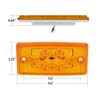 Partsam Truck Cab Light 6Led Amber Top Roof Running Cab Marker Light 5Pcs Waterproof Compatible With Freightliner Heavy Duty Tra