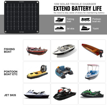 Ecoworthy 10W Solar Car Battery Charger Maintainer 12V Waterproof Solar Panel Portable Solar Trickle Charger For Car Truck Boat