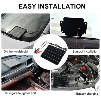 Ecoworthy 10W Solar Car Battery Charger Maintainer 12V Waterproof Solar Panel Portable Solar Trickle Charger For Car Truck Boat