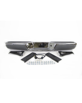 19972004 Dodge Dakota Pickup Rear Step Bumper Chrome Full Assy Rear Bumper Chrome Face Bar With Gray Face Cover With Top Pad