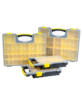 Stalwart 75Mj4645102 Parts And Crafts Portable Storage Organizer Box Set Of 4 Yellowblack