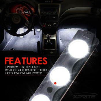 Xprite White Truck Pickup Bed Light Kit 24 Led Cargo Rock Lighting Kits Wswitch For Van Offroad Under Car Side Marker Foot