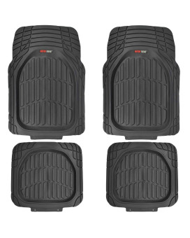 Motor Trend Mt921Bk Flextough Tortoise Heavy Duty Rubber Floor Mats For Car Suv Van Truck All Weather Protection Deep