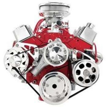 Billet Specialties FM2121PC Serpentine Conversion Kit with Low Mount Alternator & Power Steering