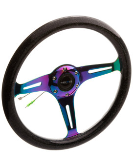 Nrg Innovations St015Mcbsb Galaxy Classic Wood Grain Wheel 350Mm 3 Neochrome Spokes Black Sparkled Color