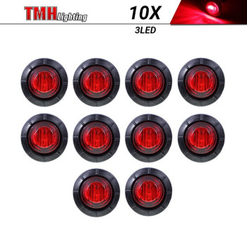 Tmh 10 Pcs 34 Inch Mount Red Led Clearance Markers Bullet Marker Lights Side Marker Lights Led Marker Lights Led Side Marke