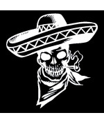 Traditional Mexican Skeleton With Sombrero Car Truck Laptop Suv Wall Window Die Cut Vinyl Decal Sticker White 6