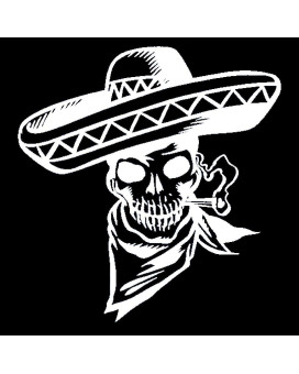 Traditional Mexican Skeleton With Sombrero Car Truck Laptop Suv Wall Window Die Cut Vinyl Decal Sticker White 6