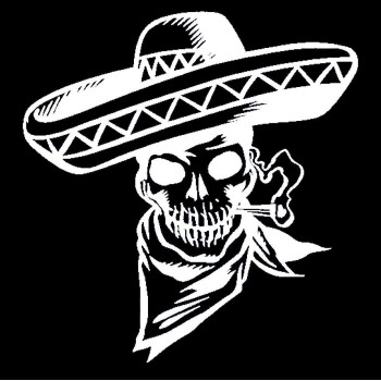 Traditional Mexican Skeleton With Sombrero Car Truck Laptop Suv Wall Window Die Cut Vinyl Decal Sticker White 6