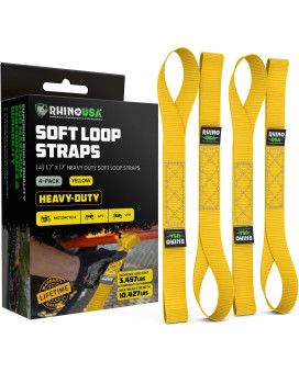 Rhino Usa Soft Loop Motorcycle Tiedown Straps 4Pk 10 427Lb Max Break Strength 17 X 17 Heavyduty Tie Downs For Use Wr