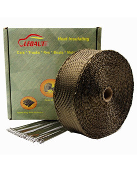 Ledaut 2X 50 Twill Weave Motorcycle Atv Titanium Exhaust Heat Shield Wrap With 118 Locking Ties Pack Of 15