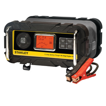 Stanley Bc15Bs Fully Automatic 15 Amp 12V Bench Battery Chargermaintainer With 40A Engine Start Alternator Check Cable Clamps