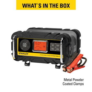 Stanley Bc15Bs Fully Automatic 15 Amp 12V Bench Battery Chargermaintainer With 40A Engine Start Alternator Check Cable Clamps