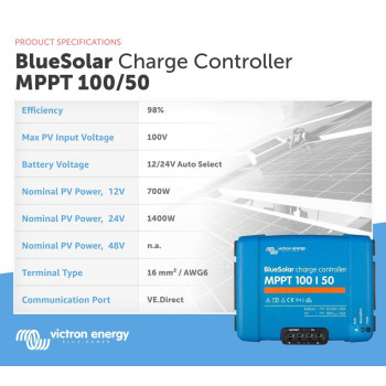 Victron Energy Bluesolar Mppt Solar Charge Controller Charge Controllers For Solar Panels 100V 50 Amp 1224Volt