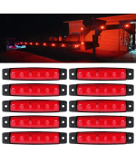 Fxc 10X 6 Led Red Clearence Truck Bus Trailer Side Marker Indicators Light Tail Taillight Brake Stop Lamp 12V