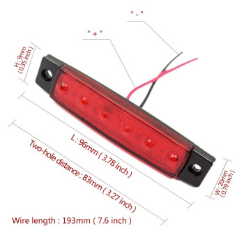 Fxc 10X 6 Led Red Clearence Truck Bus Trailer Side Marker Indicators Light Tail Taillight Brake Stop Lamp 12V