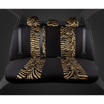 Bdk Carxs Zebra Print Car Seat Covers Full Set Includes Matching Seat Belt Pads And Steering Wheel Cover Twotone Animal Print B