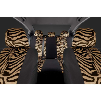 Bdk Carxs Zebra Print Car Seat Covers Full Set Includes Matching Seat Belt Pads And Steering Wheel Cover Twotone Animal Print B