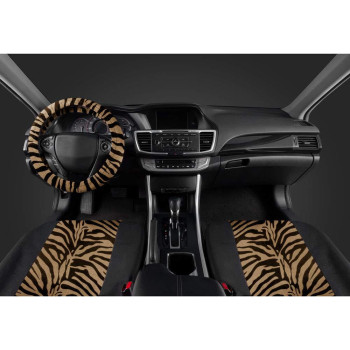 Bdk Carxs Zebra Print Car Seat Covers Full Set Includes Matching Seat Belt Pads And Steering Wheel Cover Twotone Animal Print B