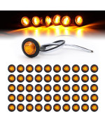 Tmh 50 Pcs 34 Inch Mount Amber 3 Led Mini Round Trailer Side Marker Indicator Lights Clearance Button Signal Lamps Universal Fo