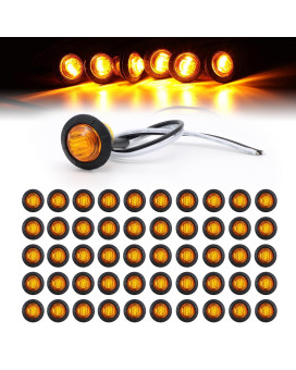 Tmh 50 Pcs 34 Inch Mount Amber 3 Led Mini Round Trailer Side Marker Indicator Lights Clearance Button Signal Lamps Universal Fo