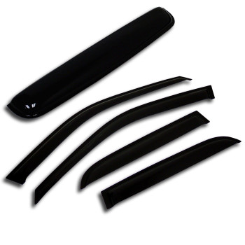 Window Visor Sunroof 5 Pcs Set Combo 20Mm Outside Mount Car Rain Guard Side Deflectors Dark Smoke Moonroof Rain Shields C