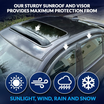 Window Visor Sunroof 5 Pcs Set Combo 20Mm Outside Mount Car Rain Guard Side Deflectors Dark Smoke Moonroof Rain Shields C