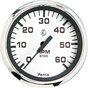 Faria 36004 Spun Tachometer Gauge 6000 Rpm Gas Inboard Silver 4