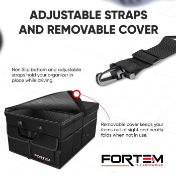 Fortem Car Trunk Organizer Collapsible Multi Compartment Car Organizer Foldable Suv Storage For Car Accessories For Women Men