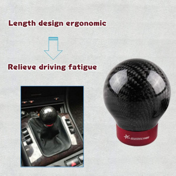 Ryanstar Carbon Fiber Shift Knob Round Ball Racing Gear Shift Shifter Knob Head Manual Car With 8Mm10Mm11Mm Adapter