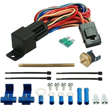 American Volt 160F Electric Auto Engine Radiator Cooling Fan Coolant Temperature Thermostat Sensor Switch Complete Relay Wiring