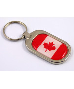 Canada Flag Key Chain Metal Chrome Plated Keychain Key Fob Keyfob Canadian