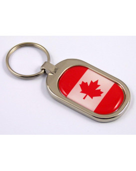 Canada Flag Key Chain Metal Chrome Plated Keychain Key Fob Keyfob Canadian