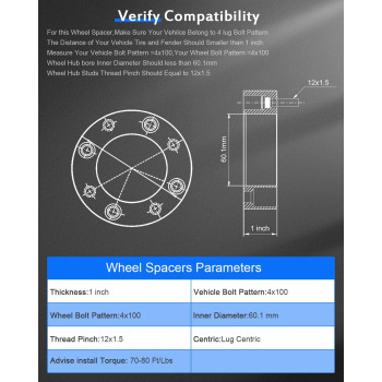 Eccpp 1 Inch 4X100Mm To 4X100Mm Wheel Spacers 4 Lug With 12X15 Studs Fit For 20052010 For Cobalt 20042011 For Aveo 20042020