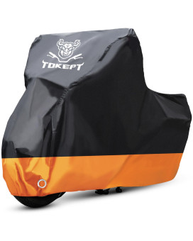 Tokept Motorcycle Cover Allseason Waterproof Outdoor Sun Protection Fit Up To 116 Inch Harleydavidson Honda Suzuki Kawasaki Y