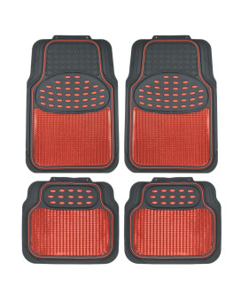 Bdk Mt614Rdamw1 Metallic Rubber Floor Mats For Car Suv Truck Semi Trimmable 2 Tone Color Heavy Duty Protectionredblack