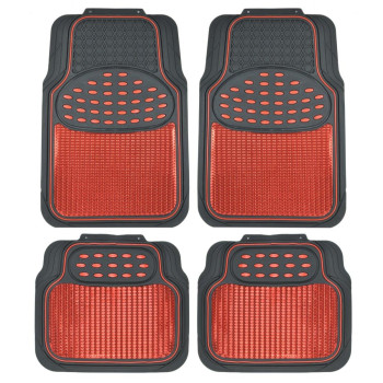 Bdk Mt614Rdamw1 Metallic Rubber Floor Mats For Car Suv Truck Semi Trimmable 2 Tone Color Heavy Duty Protectionredblack