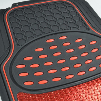 Bdk Mt614Rdamw1 Metallic Rubber Floor Mats For Car Suv Truck Semi Trimmable 2 Tone Color Heavy Duty Protectionredblack