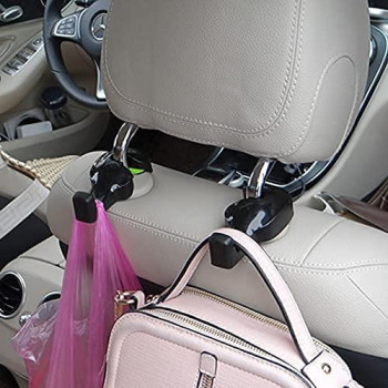 Ipely Universal Car Vehicle Back Seat Headrest Hanger Holder Hook For Bag Purse Cloth Grocery Black Set Of 2