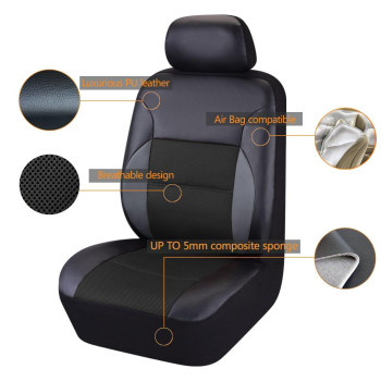 Car Pass Luxury Pu Leather Car Seat Covers Two Front Seats Universal Fit For 95 Automotive Vehicle Suv Truck Sedan With 5Mm C