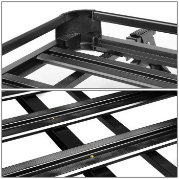 Auto Dynasty 50 Inches X 38 Inches Aluminum Roof Rack Top Cargo Carrier Basketcross Bar Black