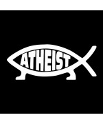 Evolvefish Atheist Fish Weatherproof Vinyl Decal White5