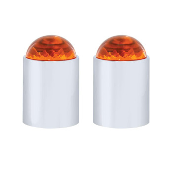 United Pacific 86070 Steel Bumper Guide Kit With Dome Lens Top Amber Lens 2 Pack