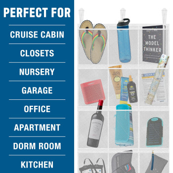 Cruise On Large Mesh Over Door Hanging Organizer 15 Pockets White Cabin Organization Shoe Holder Cruise Essentials Storage