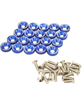 Jdmspeed 20 Pcs Blue Cnc Billet Aluminum Fender Washer Engine Bay Dress Up Kit