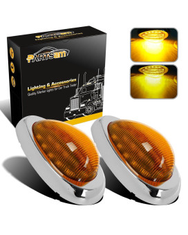 Partsam 2Pcs 6 Amber Sleeper Cab Led Side Markerturn Led Light Clearance Surface Mount 15 Led Replacement For Freightliner Ce