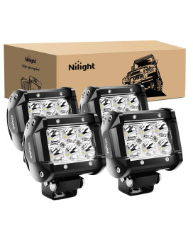 Nilight Led Pods 4Pcs 18W 1260Lm Spot Led Light Bar Driving Fog Light Off Road Lights Work Light 24V 12V For Motorcycles Van Cam