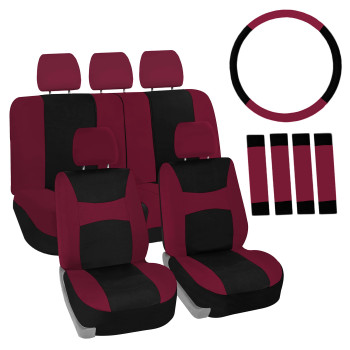 Fh Group Car Seat Covers Full Set Cloth Universal Fit Combo Washable Automotive Seat Covers Low Back Front Seat Covers Airbag Co